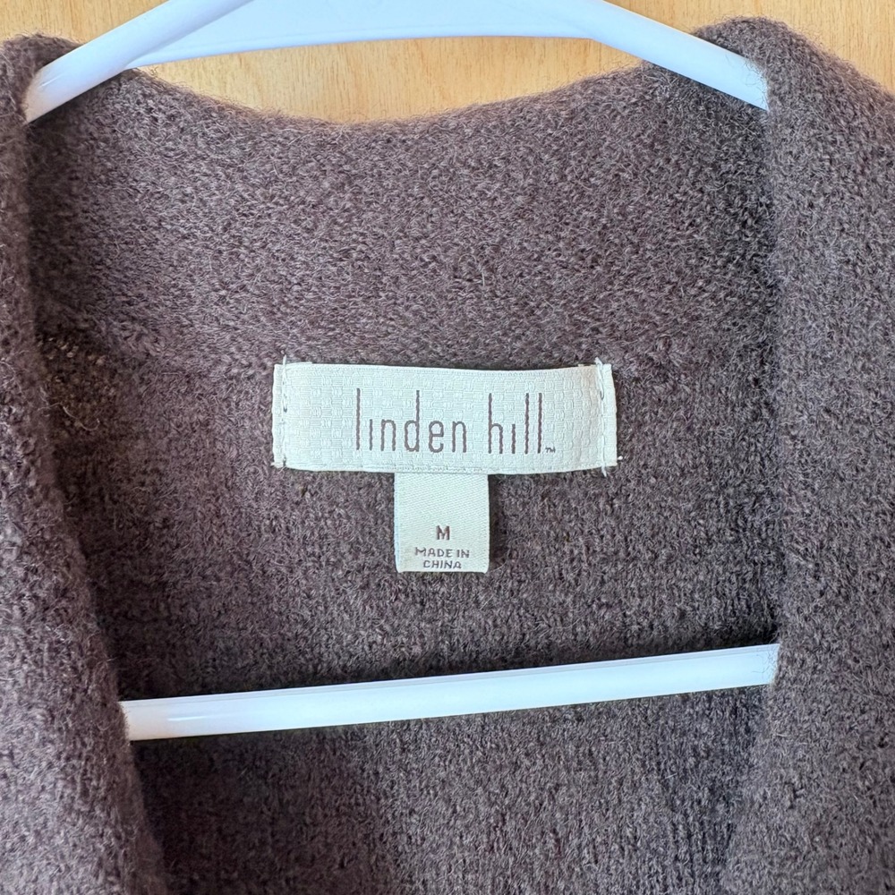 Linden Hill Cardigan Sweater Womens Medium Brown 100% Wool Embroidered Sequin - Picture 3 of 10